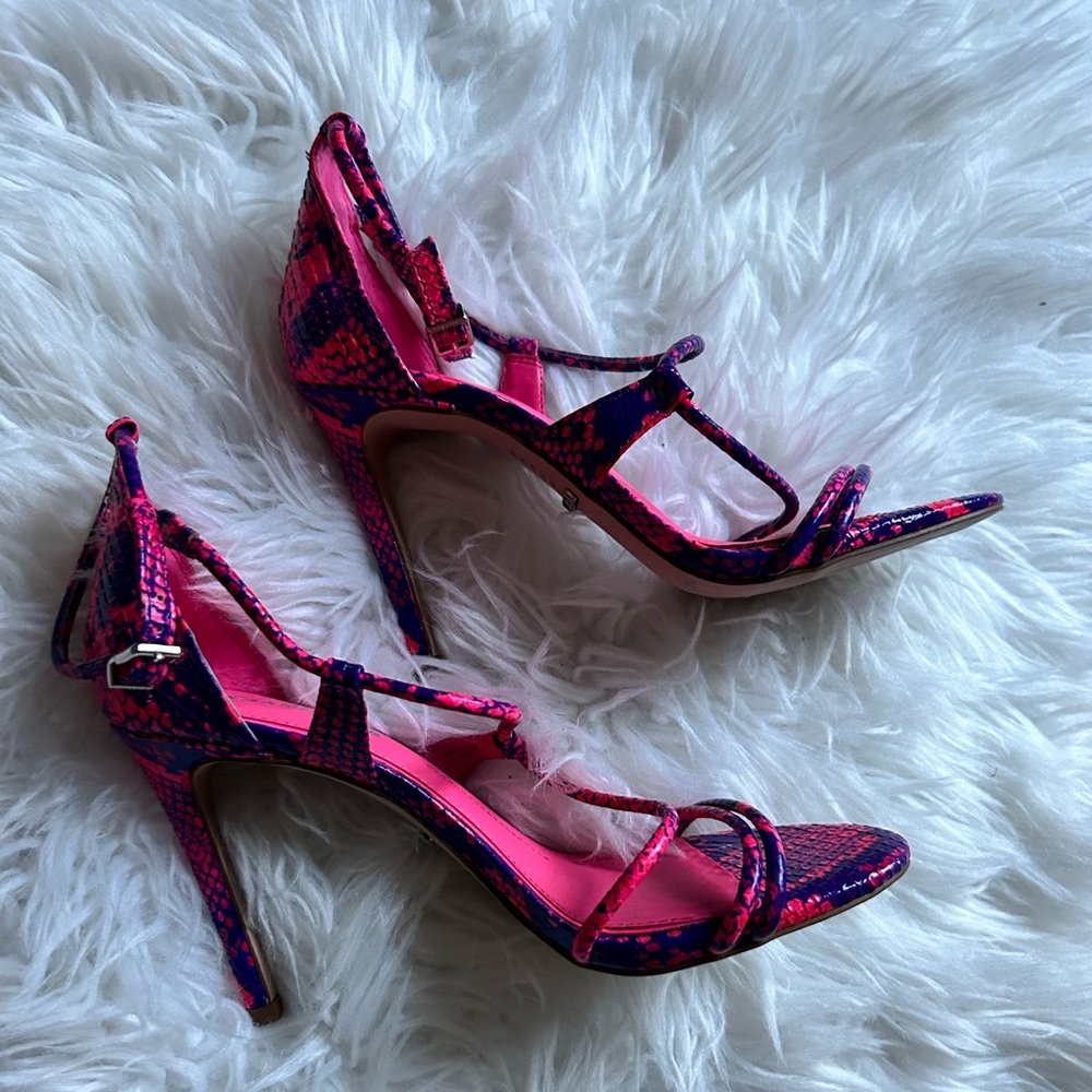 Women's Pink & Purple Strappy High Heel Sandals